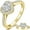 Yellow Gold, variant on 925 Sterling Silver 18k Gold Plating Simulated Heart-shaped Genuine Moissanite Diamond Double Halo Engagement Ring with Side Stones Promise Bridal Ring