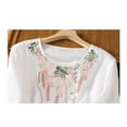 thumbnail image 5 of T Shirts For Women Womens Tops Loose Cotton Elegant Summer Five Part Sleeve Top Round Neck Embroidered Shirt Short Sleeve T Shirt, 5 of 7