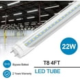 T8 4ft LED Light Bulbs 22W Fluorescent Tube, 5000K Daylight, 2400 Lumens, 8Pack