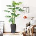 thumbnail image 3 of Artificial Palm Tree, 6.9 Feet Fake Tropical Palm Plant with 3 Trunks, Artificial Plants for Home Decor Indoor, Faux Palm Tree in Plastic Pot for Outdoor Office Modern Perfect Housewarming, 3 of 7
