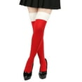 thumbnail image 2 of Christmas Thigh High Socks for Women Fuzzy Trim Over The Knee Socks Warm Long Stockings Red A, 2 of 7