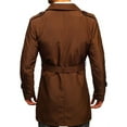 thumbnail image 4 of LANGWYQU Double Breasted Men Solid Color Button Trenchcoat Male Lapel Waterproof Jacket Coat, 4 of 5