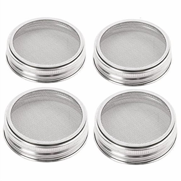4 Pack Stainless Steel Sprouting Jar Strainer Lids - Regular Mouth Mason Jar Screen Sprouting Kit Lids - for Growing Bean,Broccoli,Alfalfa,Salad Sprouts and More