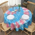 thumbnail image 3 of Colorful Tie Dye Pattern Round Tablecloth 60"x60",Wrinkle Wipeable Table Cloth for Kitchen Dining Room Picnic Patio Party, 3 of 6