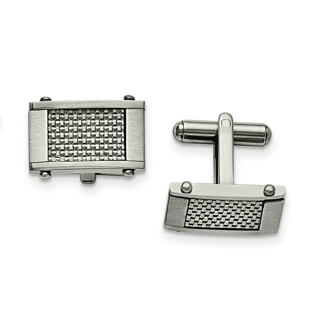 Stainless Steel Grey Carbon Fiber Inlay Cufflinks Cuff Link Collar Stay