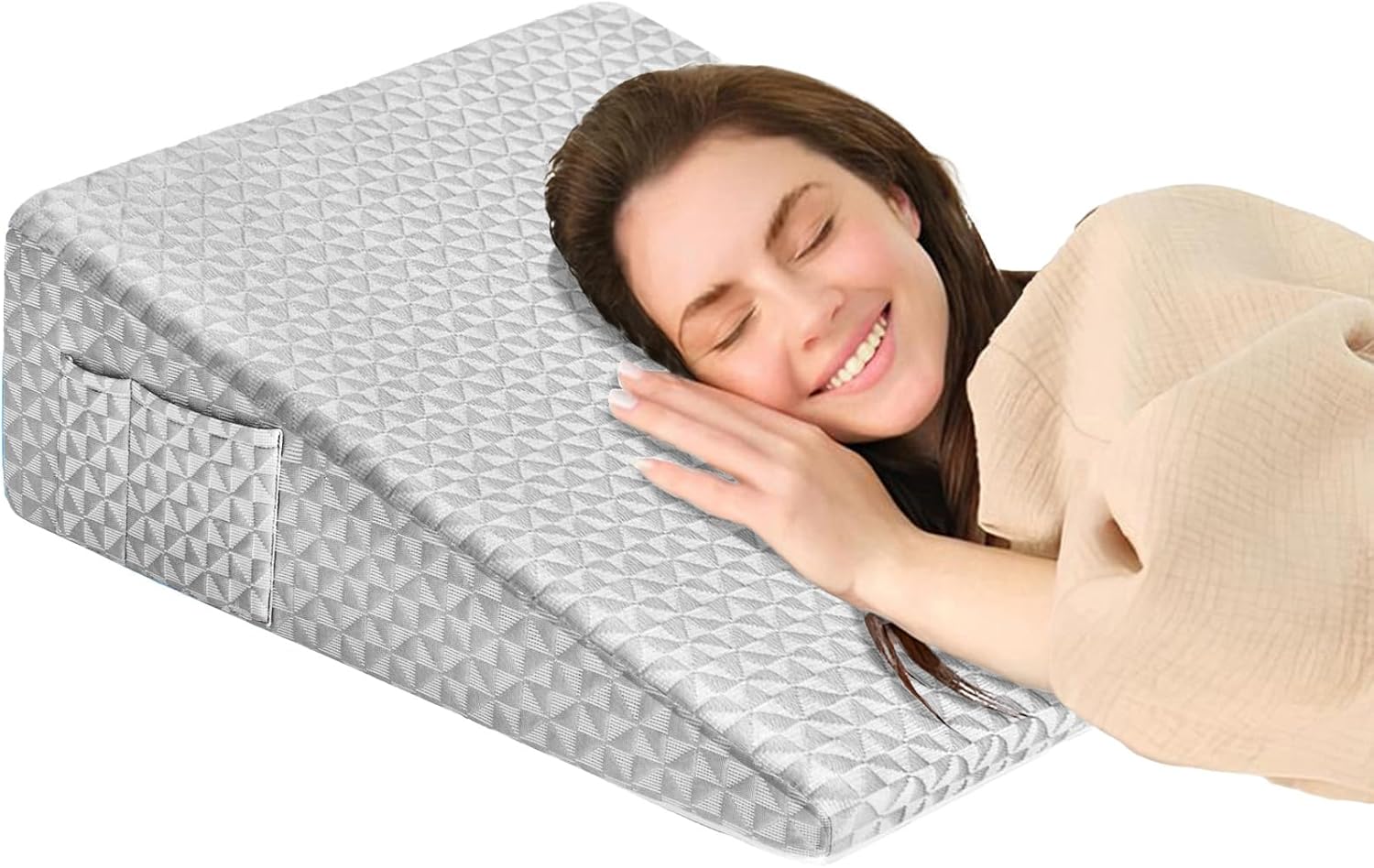 Wedge Pillow for Sleeping 7.5 Inch Bed Incline Support Memory Foam for Back Pain Relief and Leg Elevation Post Surgery