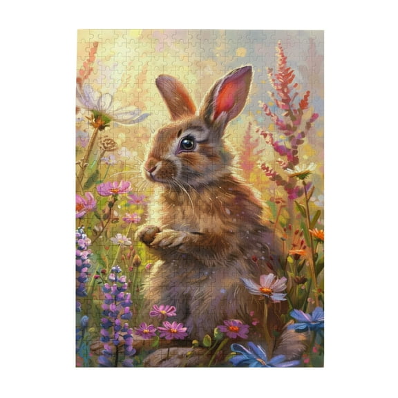 500 PCS Rabbit in the Bush 500 Piece Vibrant Jigsaw Puzzle,Family leisure,stress relief and entertainment,Puzzles suitable for entertaining with family during holidays,Adults Wooden Puzzle