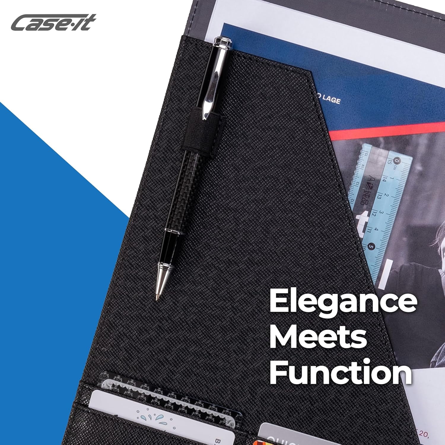 Case it The Premier PADFOLIO Case-it Business Meeting Padfolio | Professional Portfolio with Letter Size Writing Pad/PAD-14-BLK