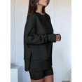 thumbnail image 6 of Womens Oversized Sweatshirts Crew Neck Long Sleeve Shirts Casual Loose Slit Fall Outfits Black L, 6 of 7