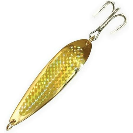 Crocodile Spoon Fishing Lures 3oz 6 Pcs Gold with Gold Tape and Treble Hooks for Saltwater & Freshwater Casting Includes Heavy-Duty Hook Setup Ideal for Tuna Bass Trout Walleye & More