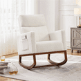 thumbnail image 2 of Alden Design Boucle Upholstered Rocking Chair with Side Pockets for Living Room, Ivory, 2 of 7