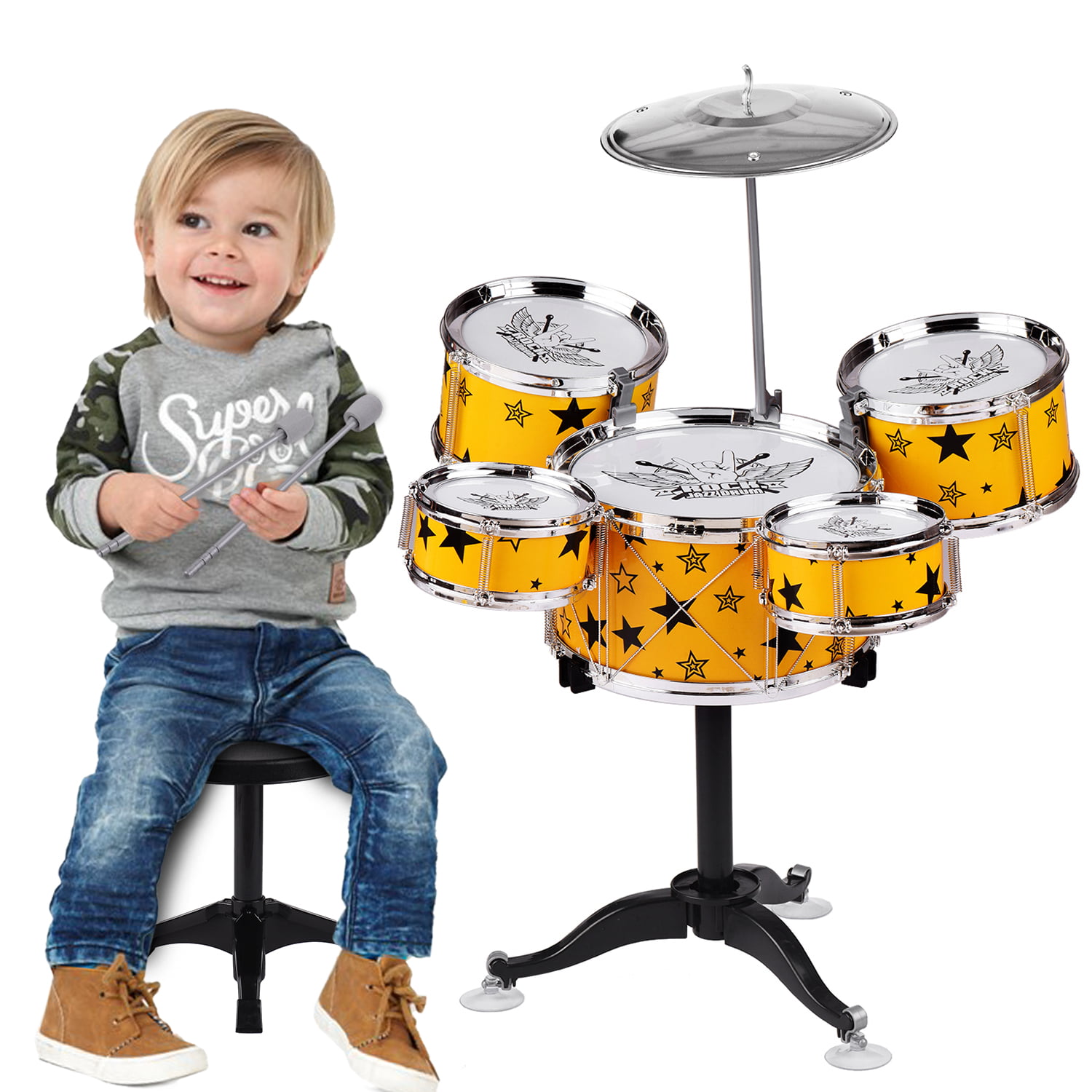 Kids Children Jazz Drum Set 5PCS Drums Vibration