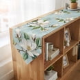 thumbnail image 4 of Botanical Floral Table Runner Linen Burlap Table Runner 90 Inches Long Pastoral Magnolia Flowers Leaves Plant Dresser Scarves for Kitchen Island Coffee Dining Party Wedding Holiday Decor 13"x90", 4 of 8