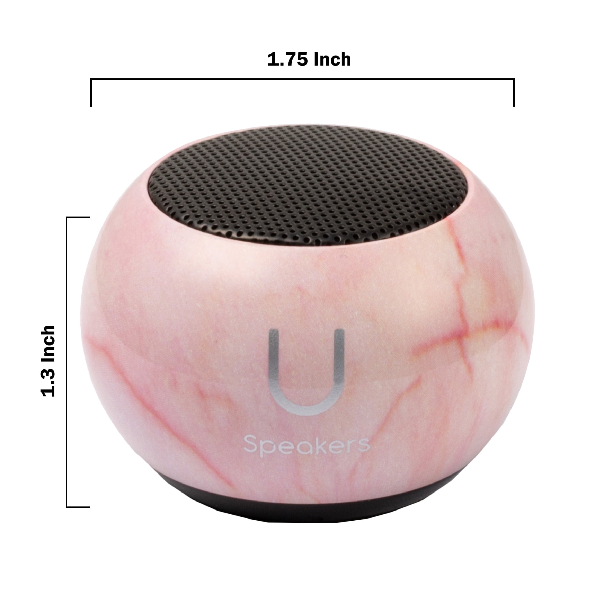 Fashionit U Speakers Mini Bluetooth Computer Speaker 2-Pack Bundle with Matching Speaker, Built-In Mic & Selfie Remote Control, for Workspace, Desktop, Laptop, Mobile, Tablet, PC - Pink Marble