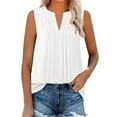 thumbnail image 1 of tarylea Camisole Tunique Longue d'Été pour Femmes, Col en V, devant Plissé, Coupe Ample, Confortable, Décontractée, Sans Manches, 1 of 8