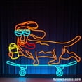 thumbnail image 3 of Glowneon Funny Dachshund Ride On Skateboard Neon Sign, Sausage Dog Sign, Skate Club Décor, 3 of 4