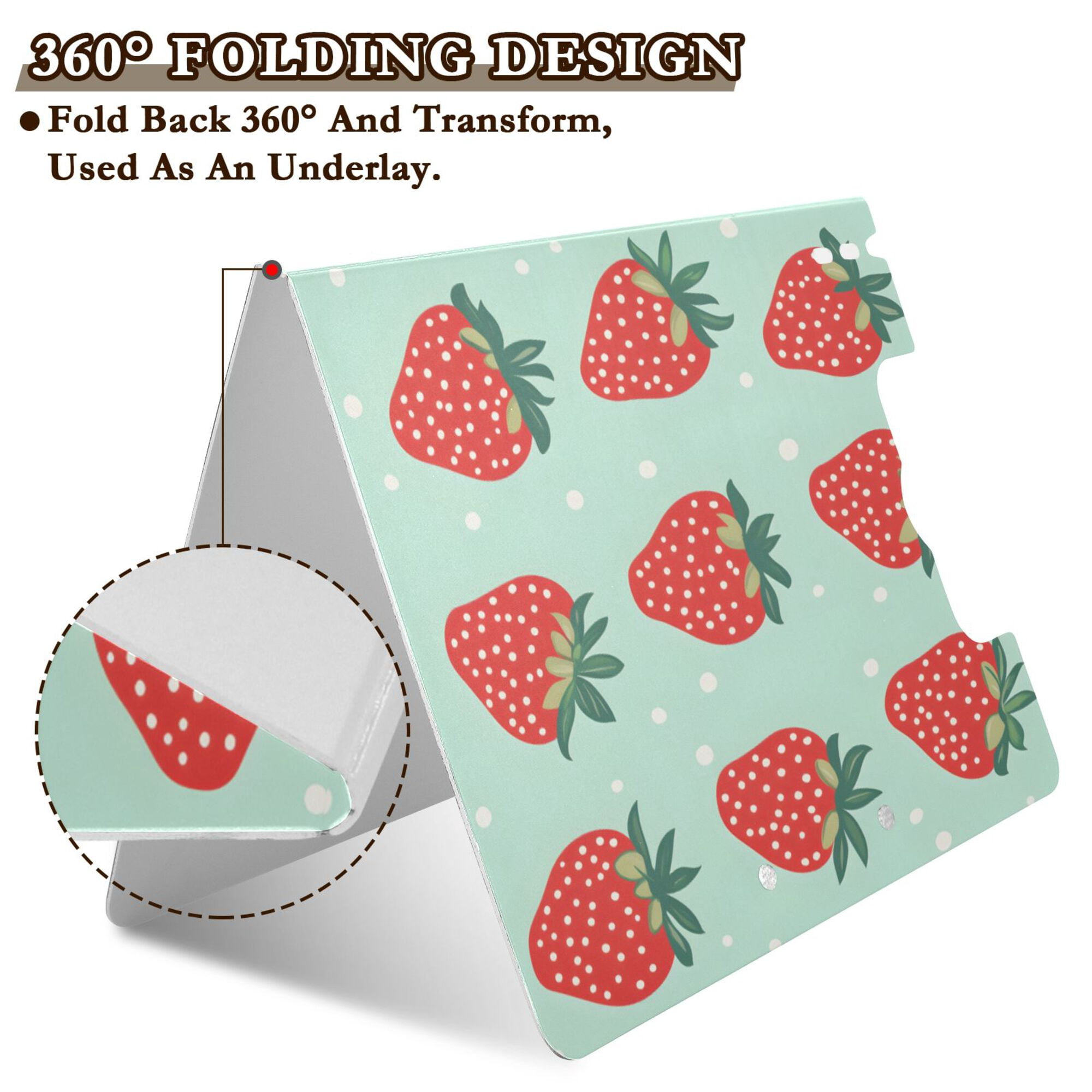 FORMRS A4 Clipboard Folder with Pen Holder Horizontal Foldable School Office Binder, Red Strawberry