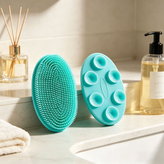 Silicone Body Scrubber Exfoliating Bath Brush with Suction Cup Gentle Deep Cleaning for Shower Use