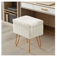 thumbnail image 3 of Vanity Stool Chair with Storage, Ottoman Faux Fur Soft Padded Makeup Footstools Seat with 4 Metal Legs Anti-Slip Adjustable Feet Modern, 3 of 6