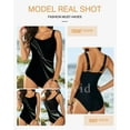 thumbnail image 5 of SHEWIN One Piece Swimsuits for women Strap V Neck Athletic Swimwear Tummy Control Bathing Suits for Summer Black S-2XL, 5 of 7