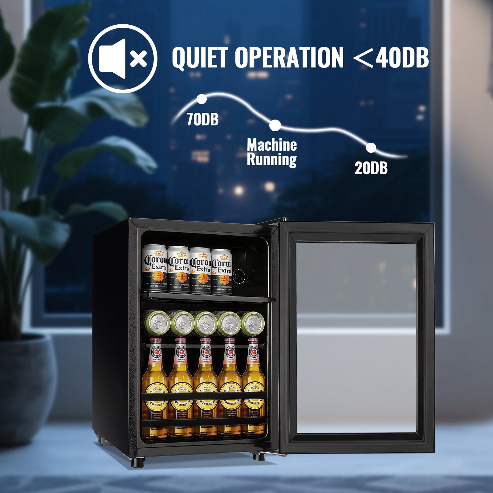 TACOOL Small Beverage Cooler 45 Can Beverage Refrigerator Cooler, 1.3Cu.Ft Drink Mini Fridge Glass Door for Soda Beer Black