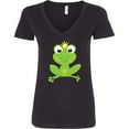 thumbnail image 3 of Inktastic Cute Frog, Green Frog, Crown, Frog Prince Women's V-Neck T-Shirt, 3 of 5