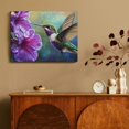 thumbnail image 4 of ZFLMY Hummingbird Flowers Canvas Wall Art Decor for Home Living Room Bedroom Kitchen Office Hotel Salon, Ready to Hang Room Home Art Decor 16x12in, 4 of 6