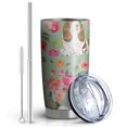 thumbnail image 2 of 20 Oz Basset Hound and Flowers Coffee Tumbler Double Wall Insulated Stainless Steel Water Bottle | Metal Reusable Thermoses Flask with Cup Cap | Leak & Sweat Proof with Anti-Dust Lid, 2 of 7