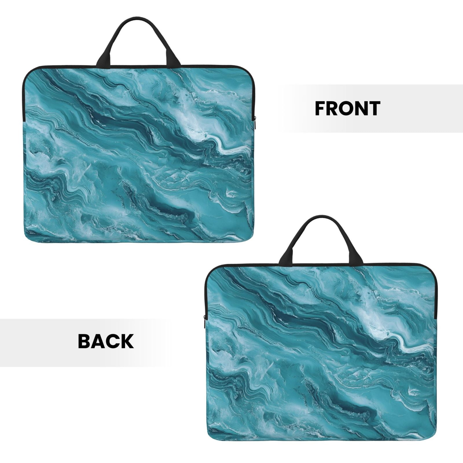 Laptop Sleeve Bag For Women Men 14inch Waterproof Durable Protective Computer Carrying Cover Handle Laptop Case Bag Teal Marble_3