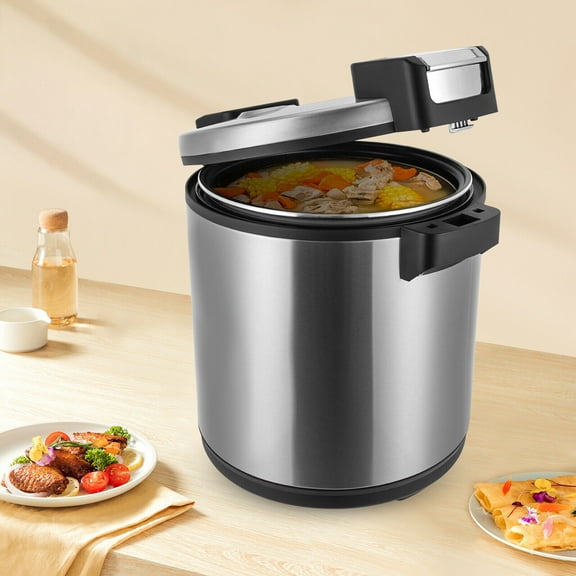 23L/6Gal Electric Rice Warmer Heavy Duty Soup Cooker Stainless Steel Restaurant Canteen with 2 Heating Gear