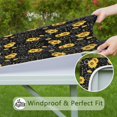 thumbnail image 6 of Black Sunflower Word Pattern Square Fitted Tablecloth with Elastic Edge,Square Table Cover,Washable Elastic Table Cover for Home Kitchen Party Decor 34"x34", 6 of 6