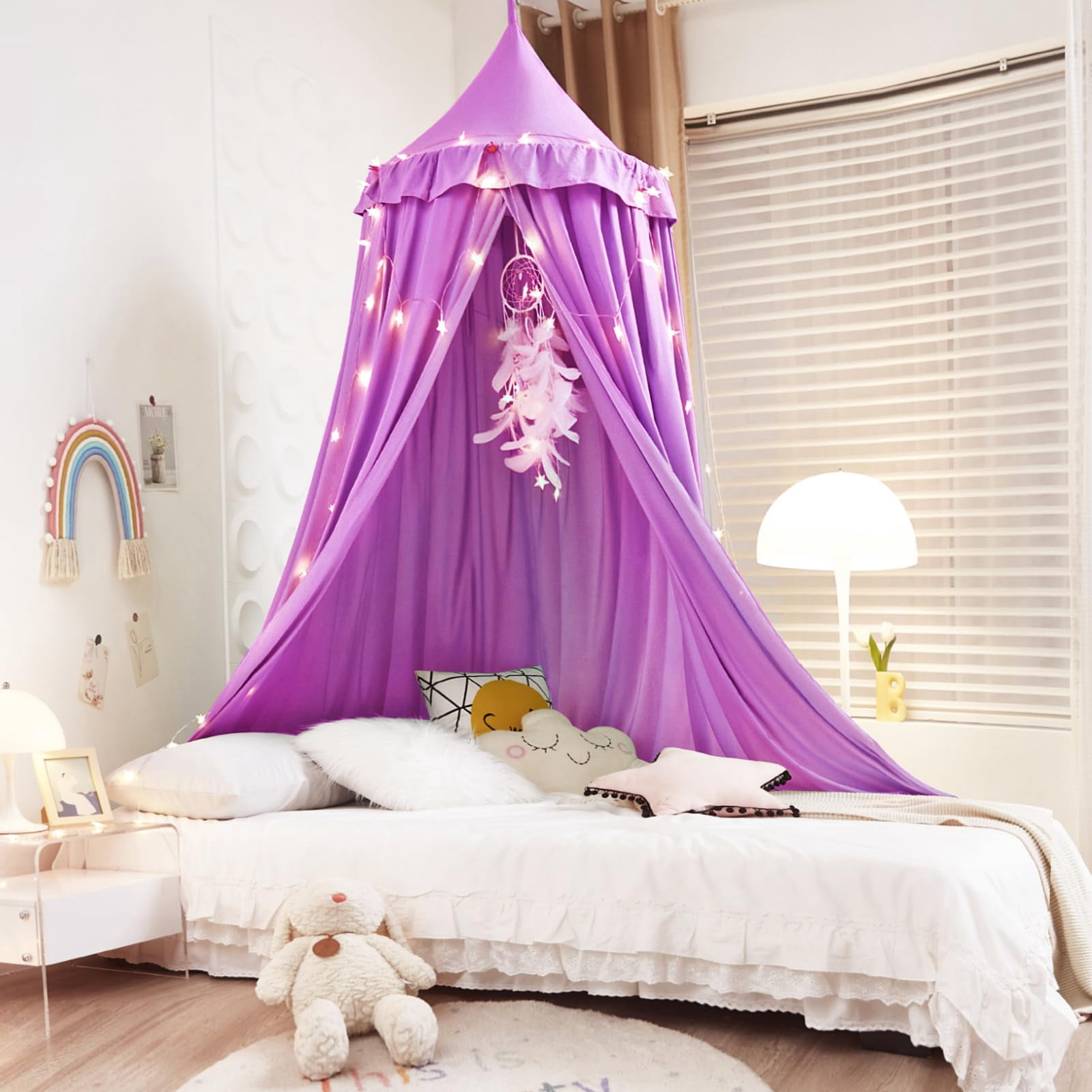 Decor For Bed  Soft Smooth Playing Tent Room Decoration Princess Castle Dreamy Mosquito Net Bedding Reading Nook Canopies In Home (purple)