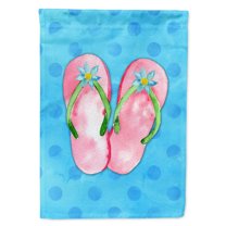 Carolines Treasures BB8221GF Pink Flip Flops Blue Polkadot Flag Garden Size  Small multicolor