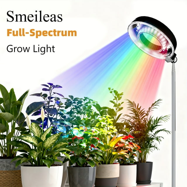 2 Pack Smeileas Full Spectrum Magnetic LED Grow Lights | 3H6H9H Auto Timer, 4 Level Brightness, 360 Degree Rotatable, Height Adjustable, Detachable Lamp Head,