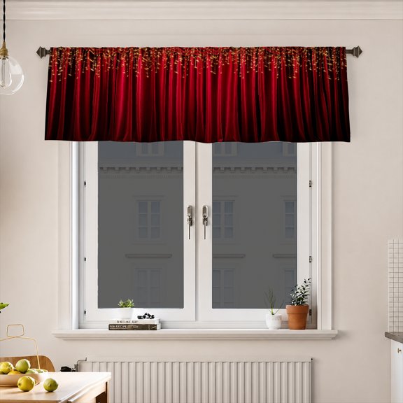 AshasdS Red Gradient Pattern Window Valance Modern Curtain Valance Decorative Window Treatment Living Room Bedroom Decor