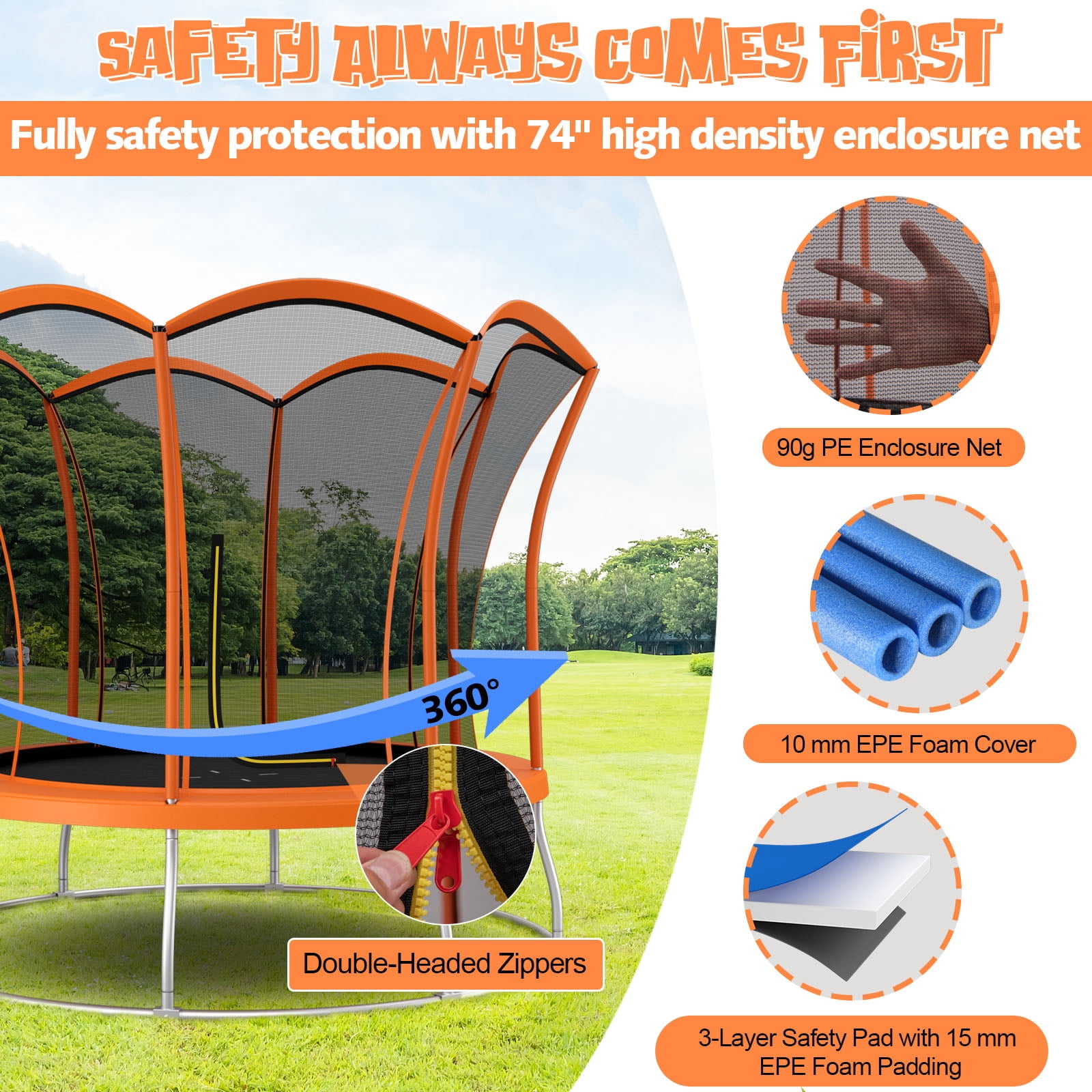 Infans 8FT Recreation Trampoline W/Exclusive Flower Shape Enclosure Net