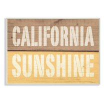 The Stupell Home Decor Collection California Sunshine Distressed Wood Typography Wall Plaque