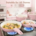 thumbnail image 3 of Astercook 20-Piece Ceramic Pots and Pans Set, Nonstick Cookware Set with Detachable Handles, Oven Safe to 480°F, Induction Compatible, Stackable RV Kitchen Cooking Set, Pink, 3 of 9