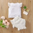 thumbnail image 3 of Summer Baby Girls Casual Letter Print Short Sleeve T-shirt Tops Ruffle Shorts Outfits Set,6-24 Months, 3 of 9