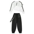 thumbnail image 3 of Alvivi Girls Hip Hop Jazz Street Dance Outfits Long Sleeve Crop Top Vest with Cargo Pants Set Ivory 14, 3 of 7