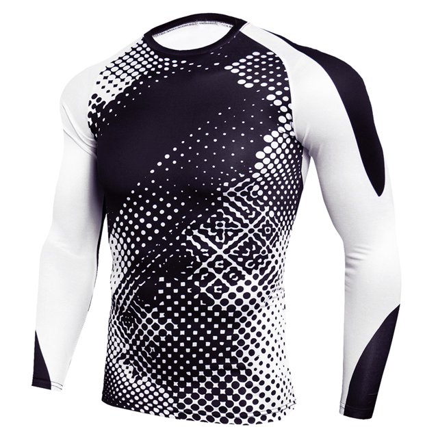 Hombres Camisas de manga larga O-cuello Raglan Impreso Elástico Deportes de secado rápido