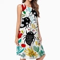 thumbnail image 2 of Floral Bugs Whimsical Art Print Spring Summer Dresses For Women Fashion Dress Casual Sleeveless Loose Sundress With Pockets, 2 of 4