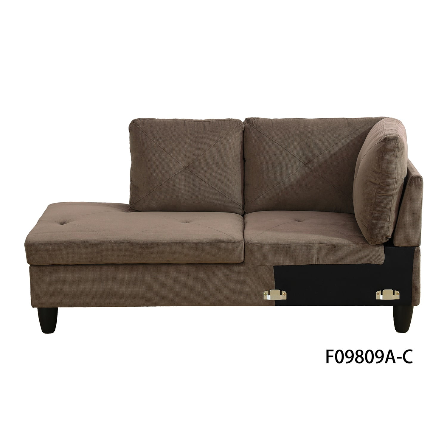 Hommoo Corduroy 4-Seat L-Shape Sectional Couch Sofa, Living Room Furniture Sets, Brown(No Ottoman)