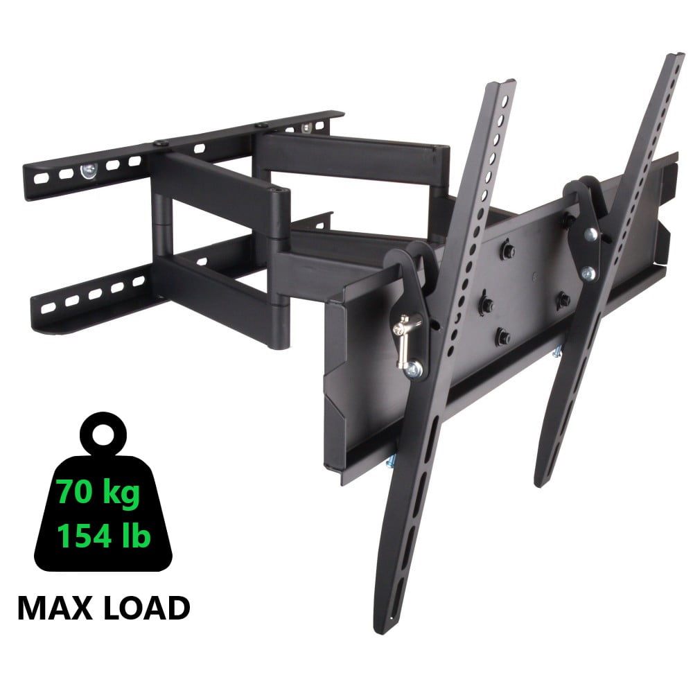 Techly 42" to 70" 2-Arm Full Motion Flat or Curved LCD/LED TV Wall Mount - Tilt +/-12° VESA up to 800x400 mm, White