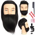 thumbnail image 1 of Cabeza de maniquí masculino con barba, 100% cabello humano para cosmetología, 1 of 7