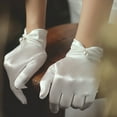 thumbnail image 3 of CherryHome Women Dress Gloves Vintage Satin Bride Gloves with Pleated Cuffs Elegant Wedding Gloves for Women, 3 of 8