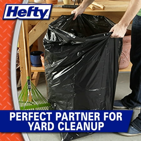 Hefty Cinch Sak Extra Strong Drawstring Lawn and Leaf Bags, 39 Gallon, Black, 18 Ct