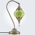 thumbnail image 2 of Yarra-Decor Turkish Moroccan Lamp with Bronze Base 3 Color Options Handmade Swan Neck Tiffany Mosaic Glass Bedside Lamps for Bedroom (LED Bulb Included)(6), 2 of 7