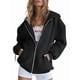 thumbnail image 1 of Sudaderas con Capucha y Cremallera para Mujer, Sudaderas Extragrandes, Conjuntos de Moda Escolar para Otoño, Chaquetas Informales, Ropa de Invierno Negro XXXL, 1 of 9
