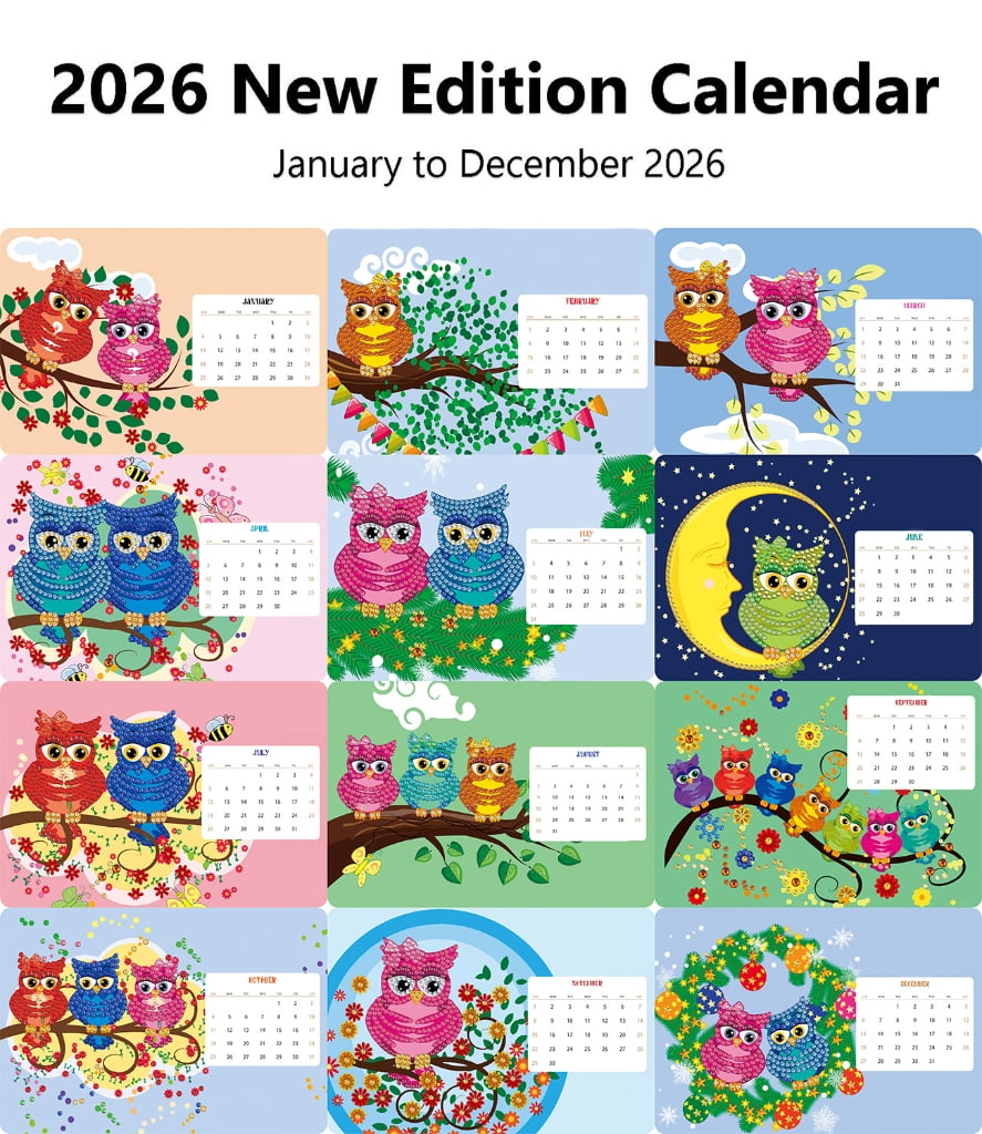 2026 Art Desk Calendar Set from 01/2026 to 12/2026 For Beginner Crafting Project